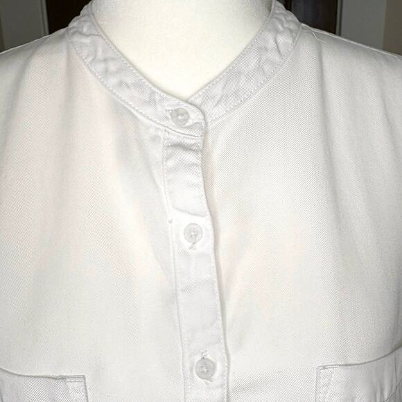 Lou Grey for LOFT Chambray Long Sleeve Button Up Shirt Women's M | White | EUC - Picture 5 of 12